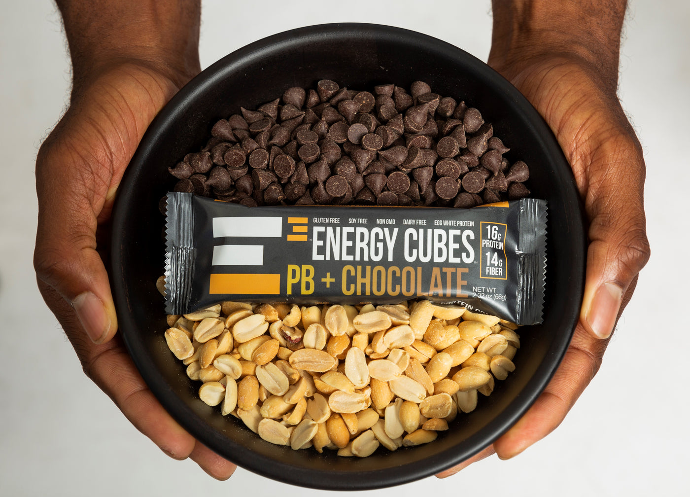 Peanut Butter and Dairy Free chocolate chips.  Fair trade chocolate.  Gluten free, dairy free, soy free, all natural and non-gmo.  The beautiful flavors of peanuts, peanut butter, and just the right aount of cacao.  Enjoy E3 Energy Cubes