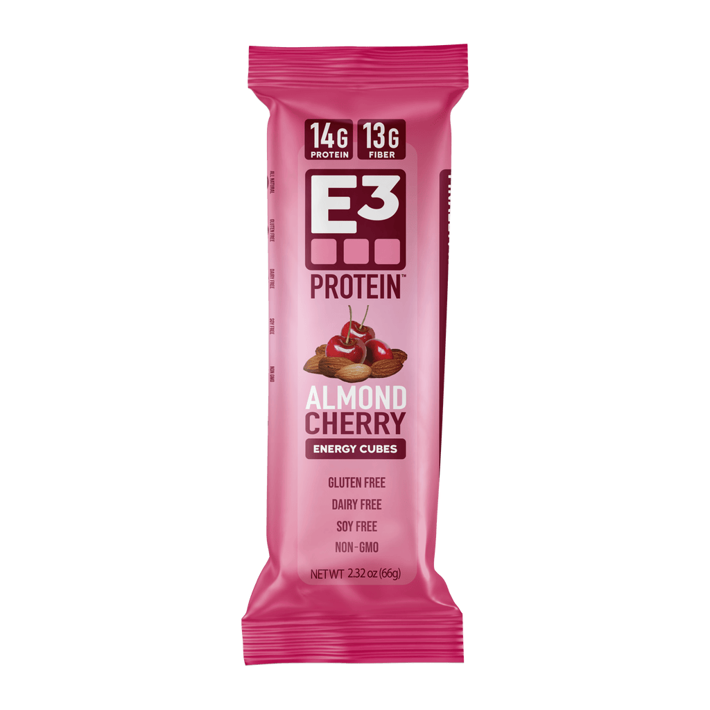 Almond Cherry E3 Energy Cubes | High-Fiber, All-Natural Protein Bars (12 bars)