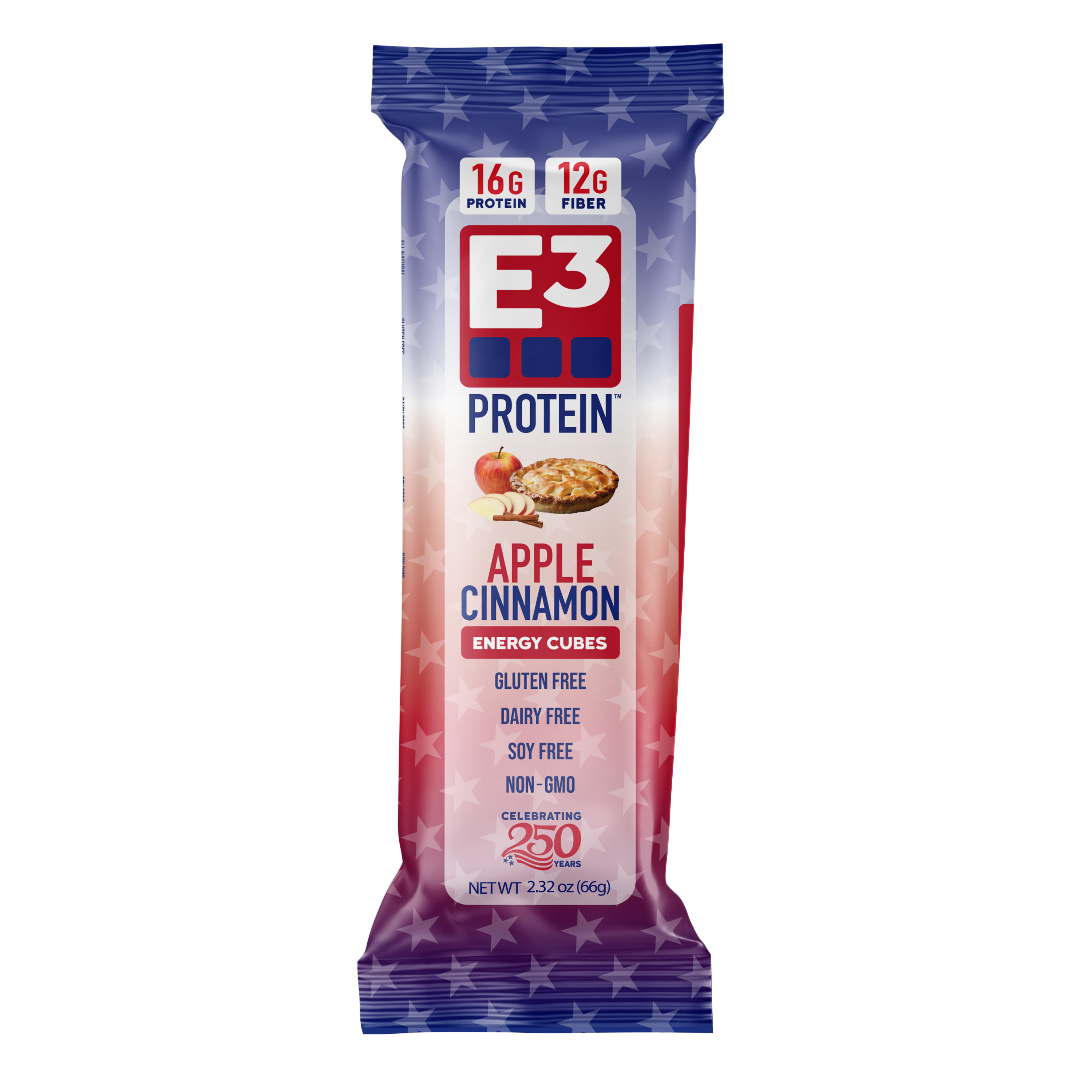 Apple Cinnamon E3 Energy Cubes | High-Fiber, All-Natural Protein Bars (12 bars)