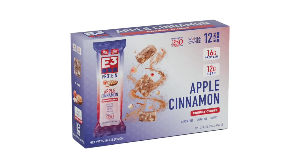 Apple Cinnamon E3 Energy Cubes | High-Fiber, All-Natural Protein Bars (12 bars)