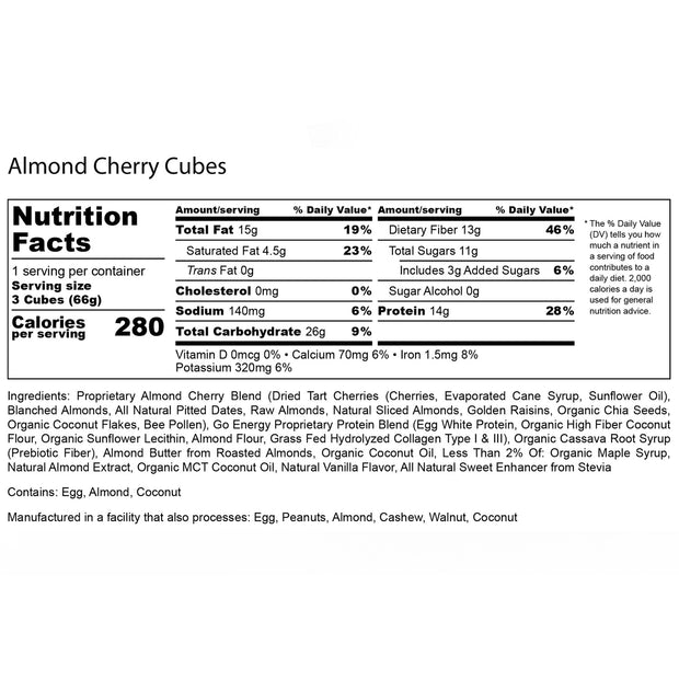 Almond Cherry E3 Energy Cubes - Protein Bars