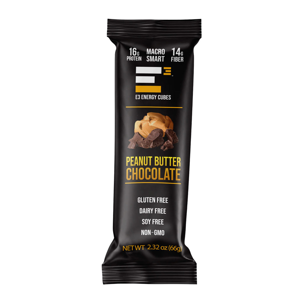 Peanut Butter & Chocolate E3 Energy Cubes - Protein Bars (12 bars)