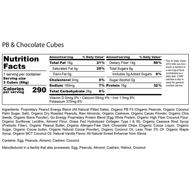 Peanut Butter & Chocolate E3 Energy Cubes - Protein Bars