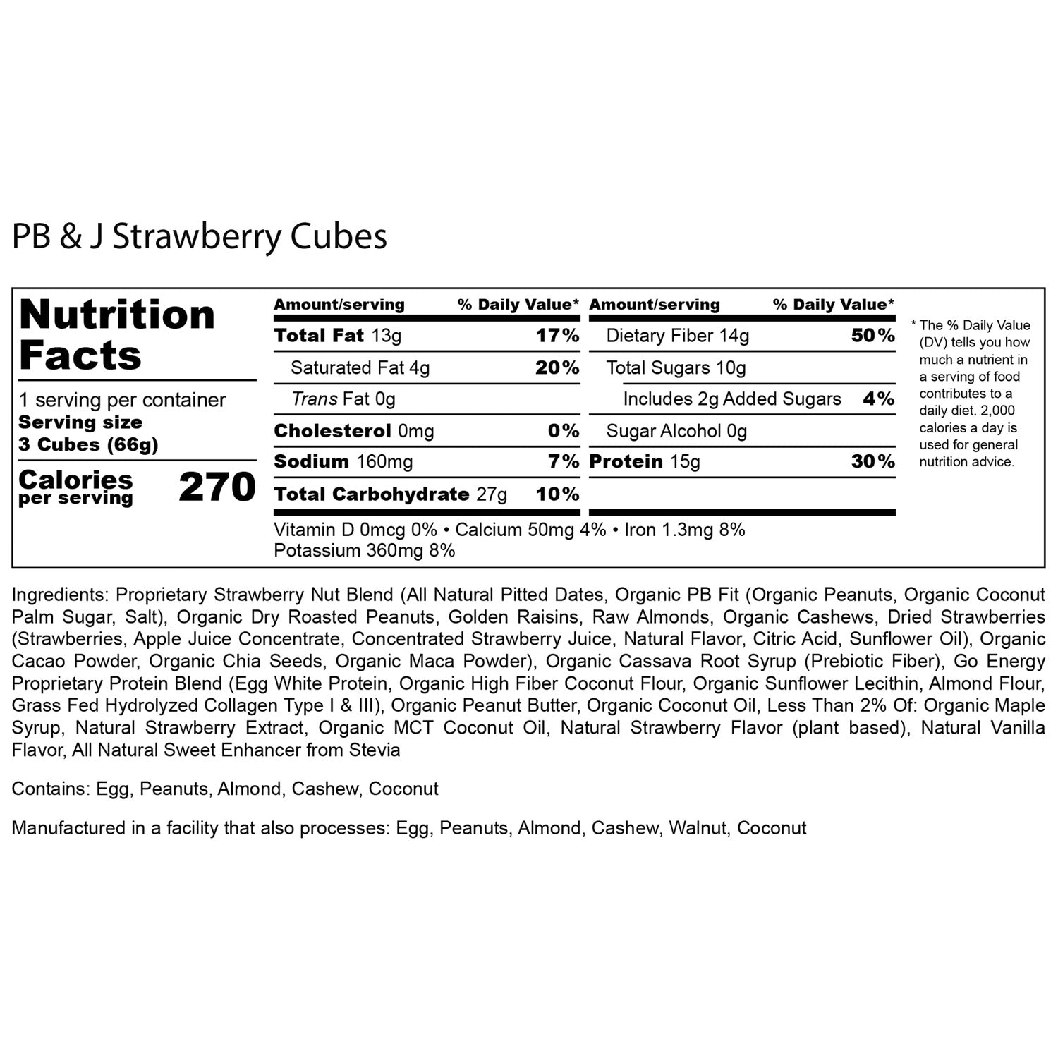 PB & Jam - Strawberry E3 Energy Cubes - Protein Bars (12 bars)