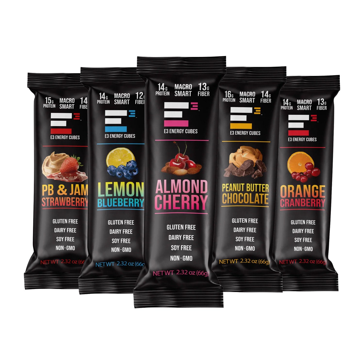 5 Flavor Variety Pack E3 Energy Cubes - Protein Bars (12 bars mixed flavors)