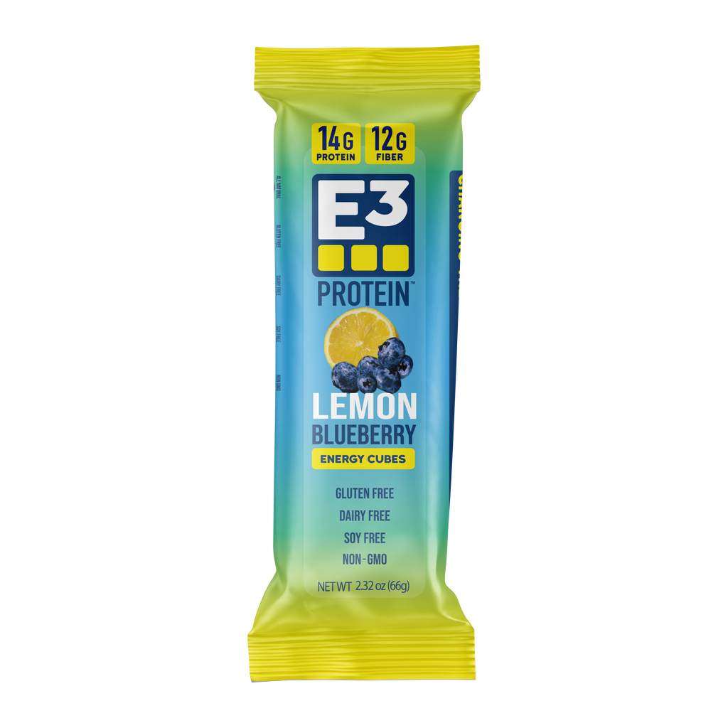 Lemon Blueberry E3 Energy Cubes | High-Fiber, All-Natural Protein Bars (12 bars)