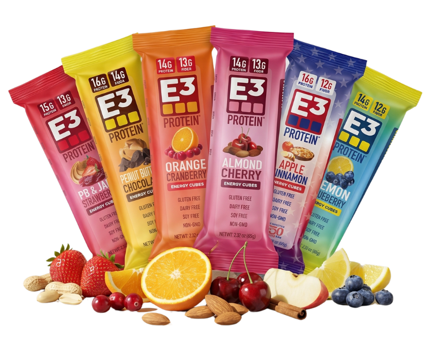 6 Flavor Variety Pack E3 Energy Cubes - Protein Bars (12 bars mixed flavors)